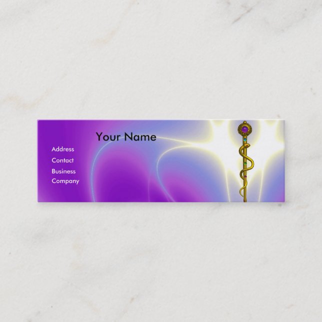 Carte De Visite Mini ROD ASCLEPIUS GUÉRISON MÉDICALE Monogramme Violet (Devant)