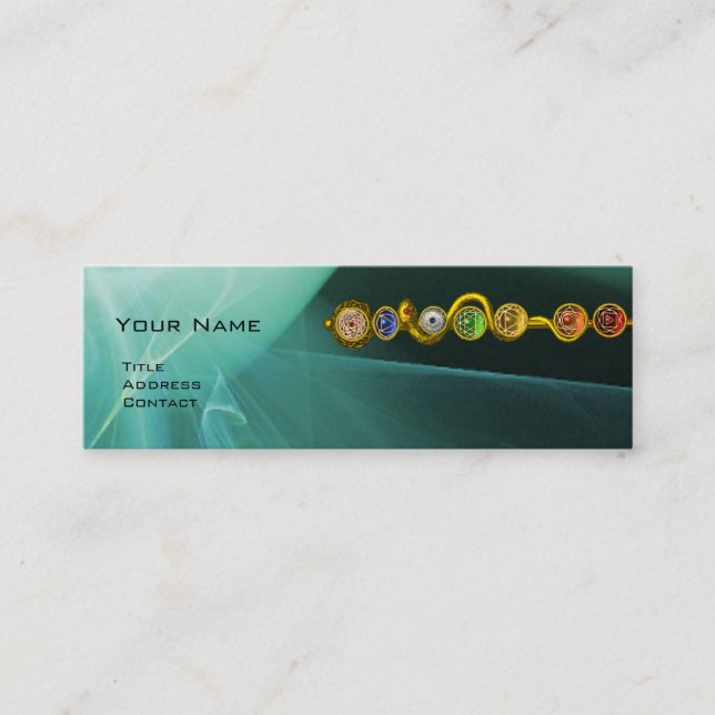 CARTE DE VISITE MINI RODE D'ASCLEPIUS, 7 CHAKRAS, YOGA, ÉNERGIE SPIRITU (Devant)