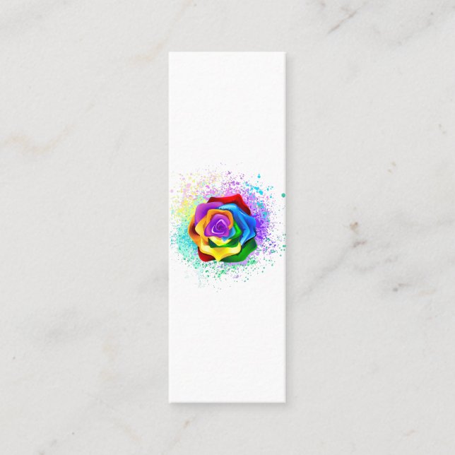 Carte De Visite Mini Rose arc-en-ciel coloré (Devant)
