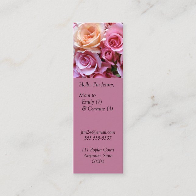 Carte De Visite Mini Rose arrangée mère signet (Devant)