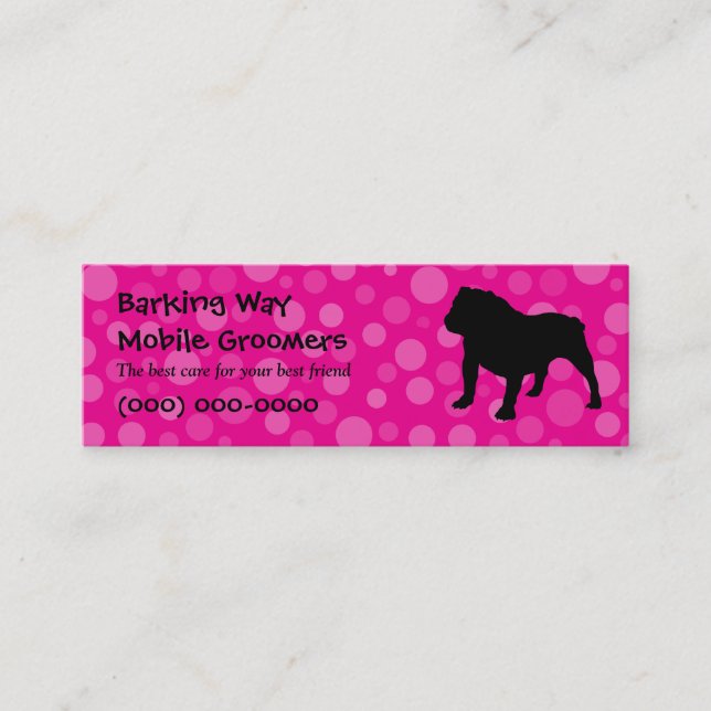 Carte De Visite Mini Rose de soin des animaux familiers de bouledogue (Devant)