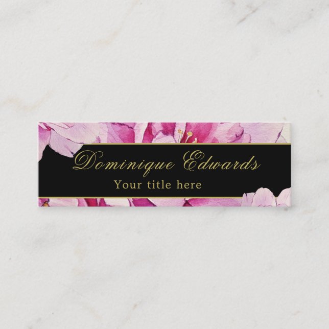 Carte De Visite Mini Rose floral élégant chic or professionnel (Devant)