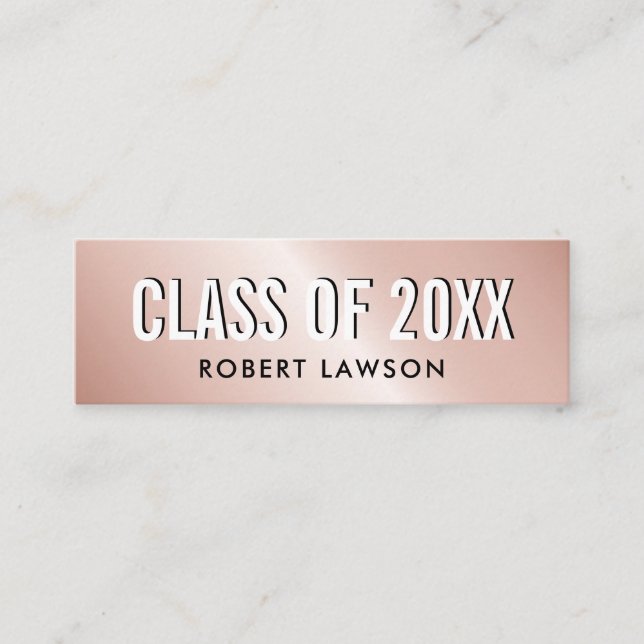 Carte De Visite Mini Rose Gold Metallic Luxe Class Graduation Name Card (Devant)