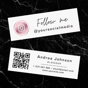 Carte De Visite Mini Rose Gold Rose Instagram Suivez-moi QR Code