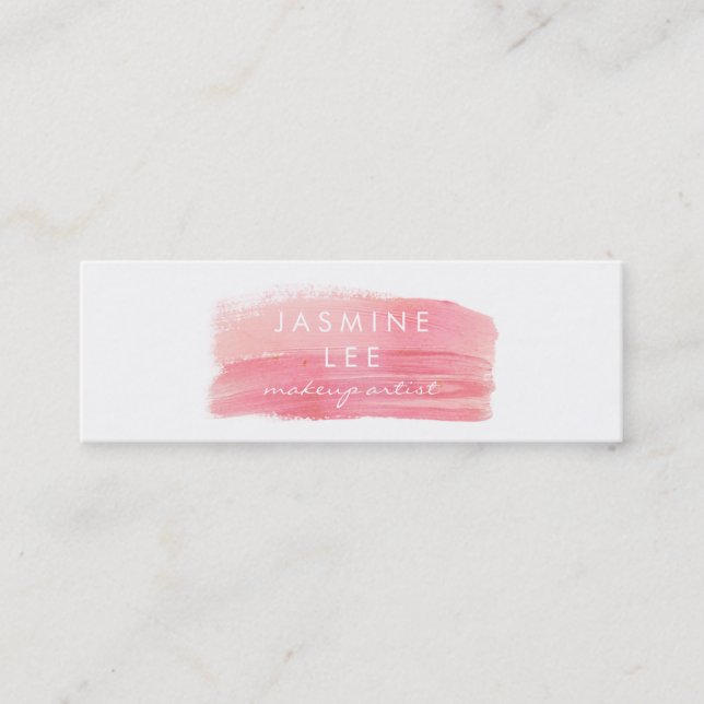 Carte De Visite Mini rose moderne chic d'aquarelle de maquilleur (Devant)