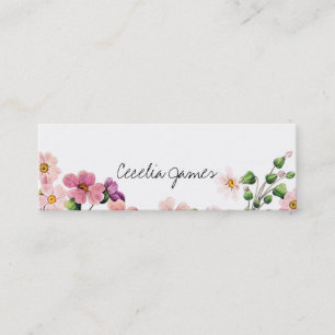 Carte De Visite Mini rose moderne chic d'aquarelle de maquilleur floral