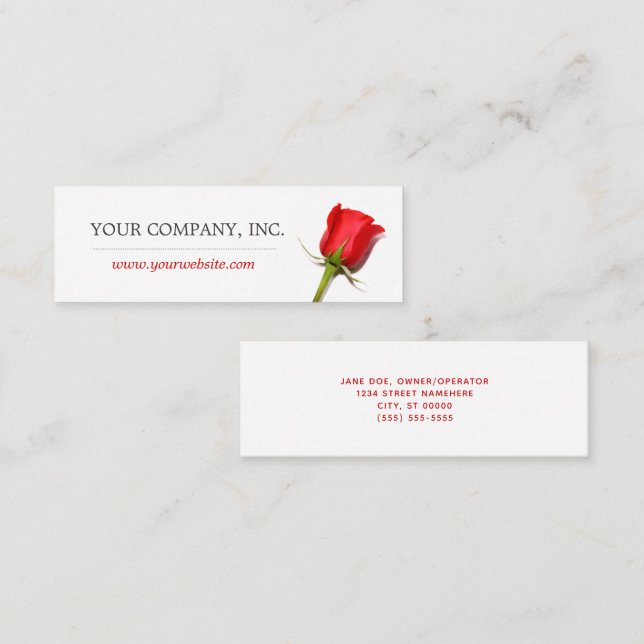 Carte De Visite Mini Rose rouge (Devant / Derrière)