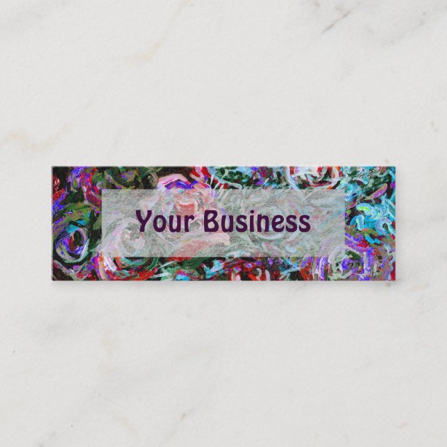 Carte De Visite Mini roses Abstraits en rouge et turquoise (Devant)