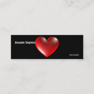 Carte De Visite Mini rouge de symbole de coeur du style 3D