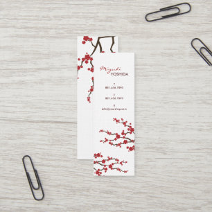 Carte De Visite Mini Rouge Sakura Fleurs Cerisiers Fleurs Chic Asiatiqu