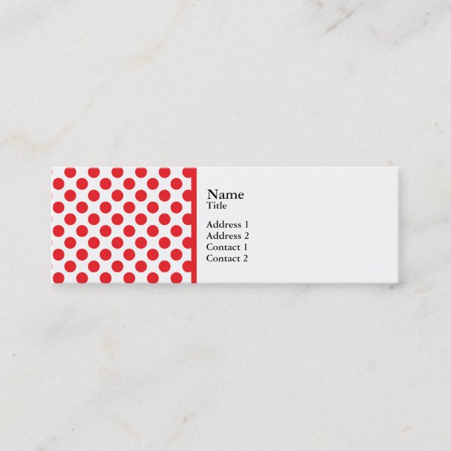 Carte De Visite Mini Rouge sur point Polka blanc (Devant)