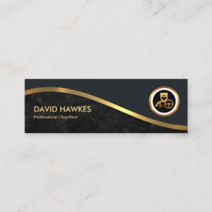 Carte De Visite Mini Royal Gold Wave Grey Grunge Chauffeur