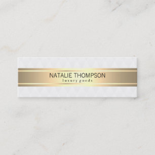Carte De Visite Mini Ruban Or Blanc Motif Diamant