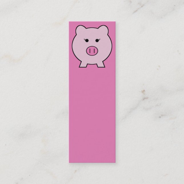 Carte De Visite Mini Sadie le cochon rose ~ Cute Girly Kawaii (Devant)