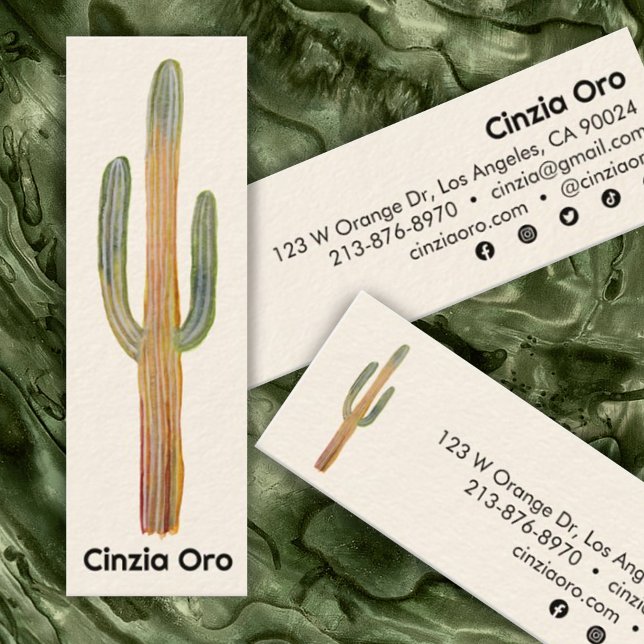 Carte De Visite Mini Saguaro Cactus Minimaliste unique désert naturel (Créateur téléchargé)