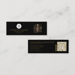 Carte De Visite Mini Salon de coiffure Bronze Pieuvre Code Qr Icônes so
