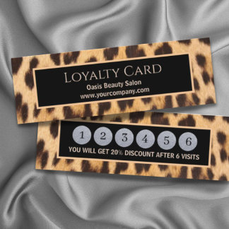 Carte De Visite Mini salon de coiffure chic SPA leopard LOYALTY CARD