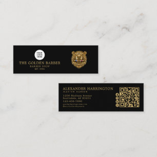 Carte De Visite Mini Salon de coiffure Golden Beaver Qr Code Icônes soc