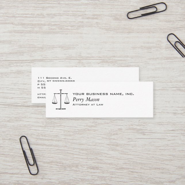 Carte De Visite Mini Scales de justice (Devant/Arrière en situation)