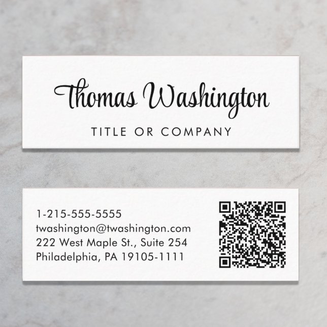 Carte De Visite Mini Script élégant de code QR professionnel (Créateur téléchargé)