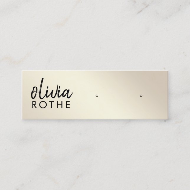 Carte De Visite Mini Script Gold Gradient Boucles d'oreille (Devant)