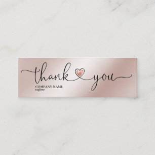 Carte De Visite Mini script moderne blush rose coeur merci pour l'ordre