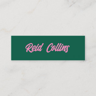 Carte De Visite Mini Script moderne Turquoise vert et rose gras