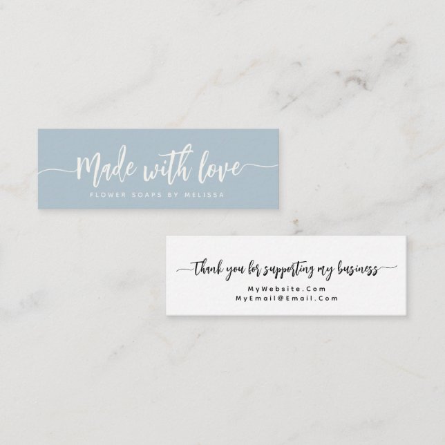 Carte De Visite Mini Script simple et élégant fait avec amour petit  (Devant / Derrière)