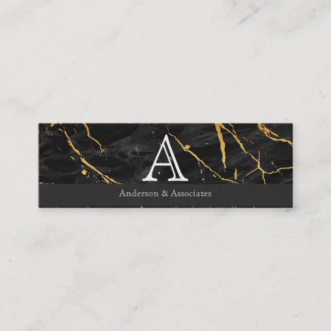 Carte De Visite Mini Sif initial | Monogramme | Marbre noir (Devant)