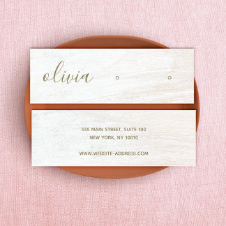 Carte De Visite Mini Signature Script Bois blanc Écran d'oreille Mini B