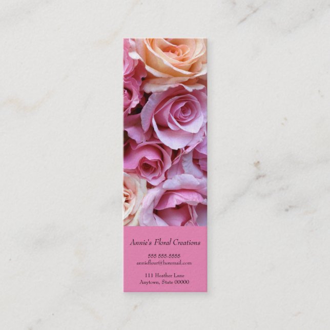 Carte De Visite Mini signet arrangé par des Roses (Devant)