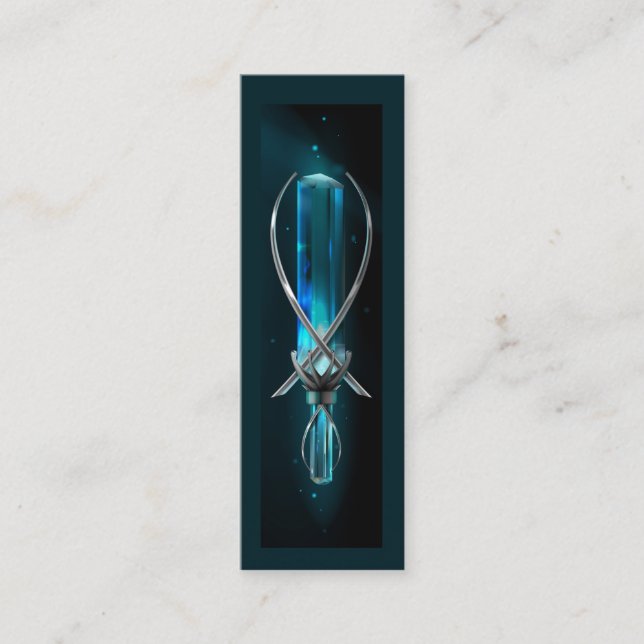 Carte De Visite Mini Signet de cristal Black Aquamarine moderne (Devant)
