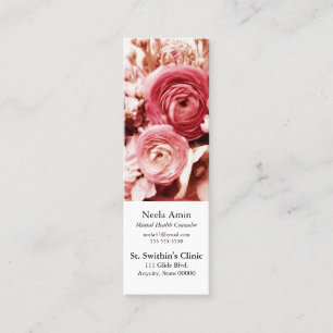 Carte De Visite Mini Signet de lecture fleurs rose pastel