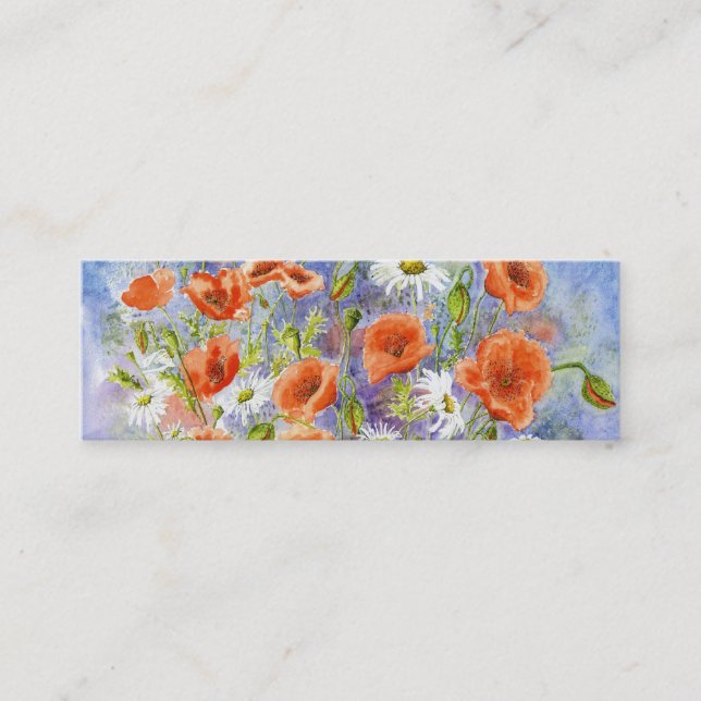 Carte De Visite Mini Signet "de marguerites des pavots n petit" (Devant)
