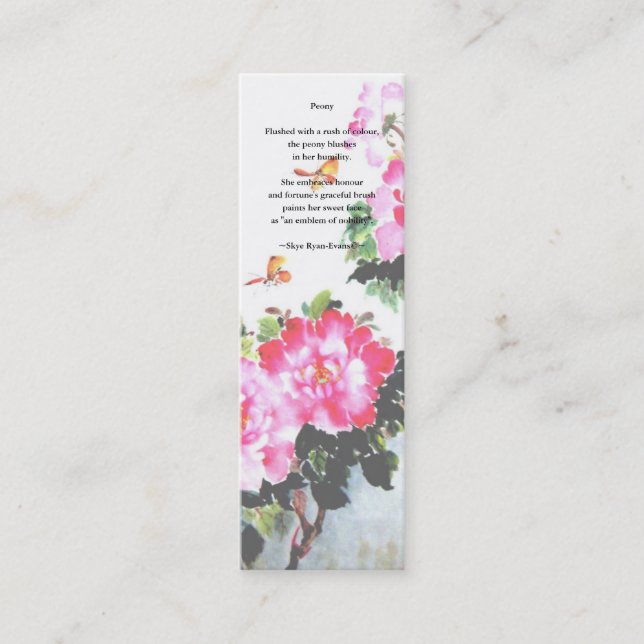 Carte De Visite Mini Signet/poésie de pivoine par Skye Ryan-Evans (Devant)