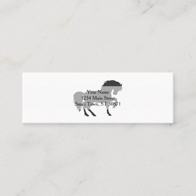 Carte De Visite Mini Silhouette de cheval de course - Choisir la couleu (Devant)