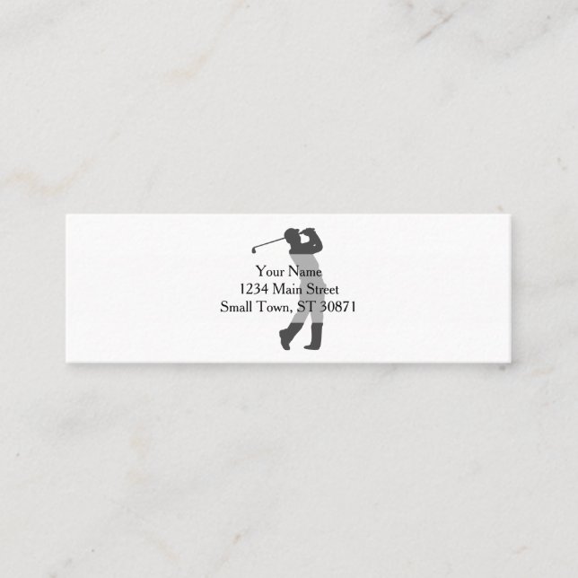 Carte De Visite Mini Silhouette du joueur de golf (Devant)