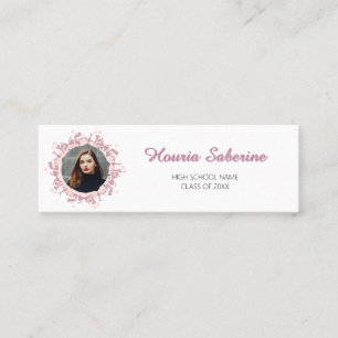 Carte De Visite Mini Silhouette féminine rose moderne de diplômée avec 