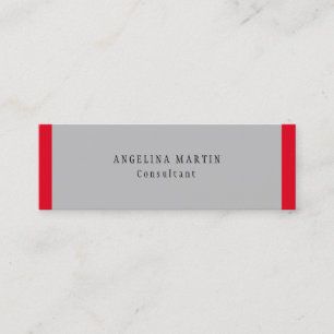 Carte De Visite Mini Silver Gris Rouge minimaliste Silver Moderne