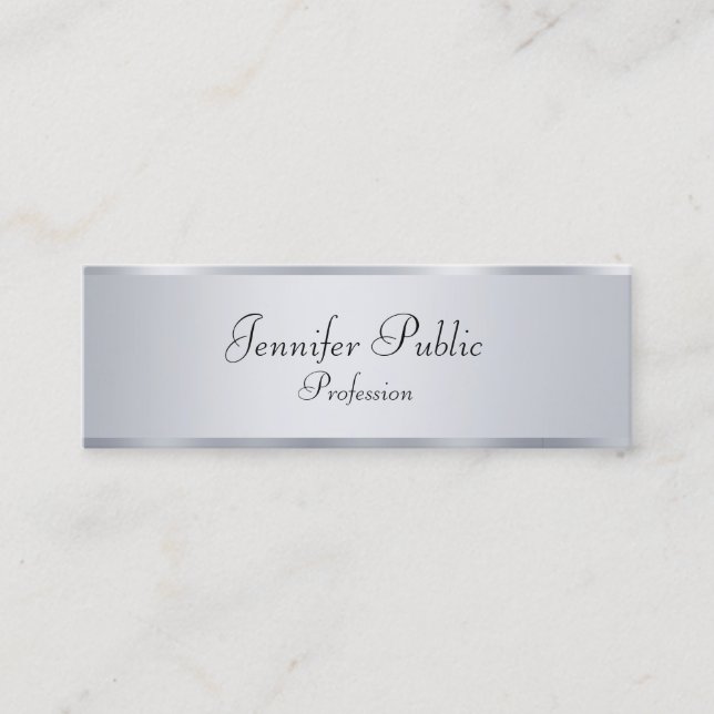 Carte De Visite Mini Silver Look moderne élégant Modèle manuscrit (Devant)
