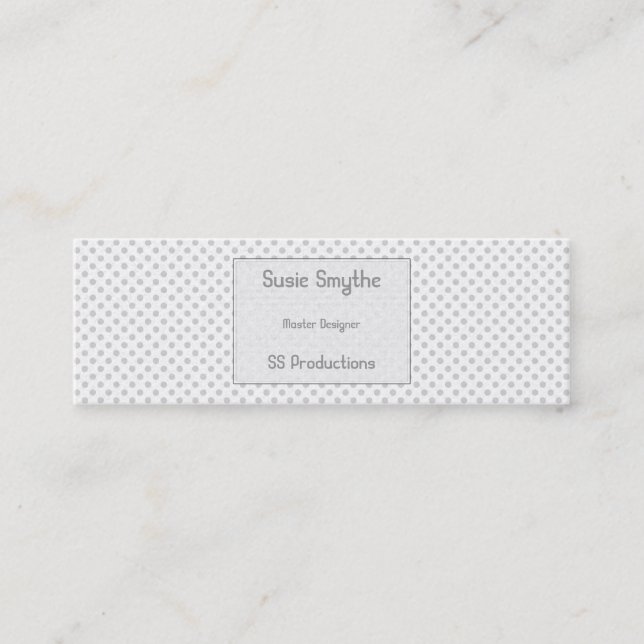 Carte De Visite Mini Simplante Gris clair Petit Point Motif Slimline (Devant)