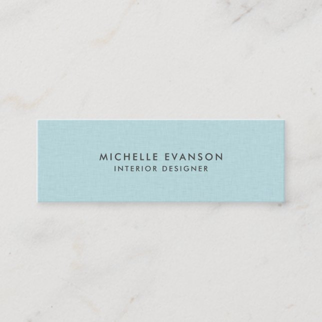 Carte De Visite Mini Simple Aqua Blue Linen Professional (Devant)