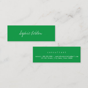 Carte De Visite Mini Simple calligraphie élégant vert Consultant