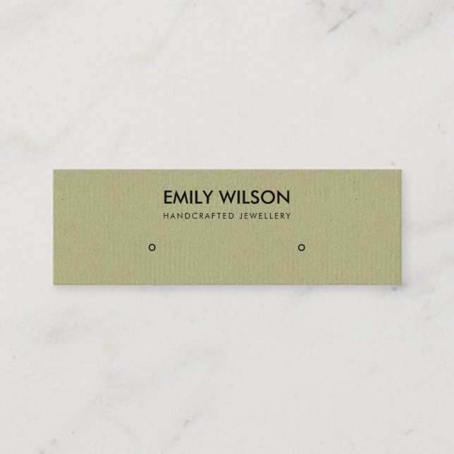 CARTE DE VISITE MINI SIMPLE CHIC KRAFT RUSTIC STUD EARRÊT AFFICHER LOGO (Devant)