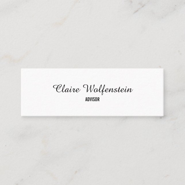 Carte De Visite Mini Simple élégant noir et blanc Script professionnel (Devant)