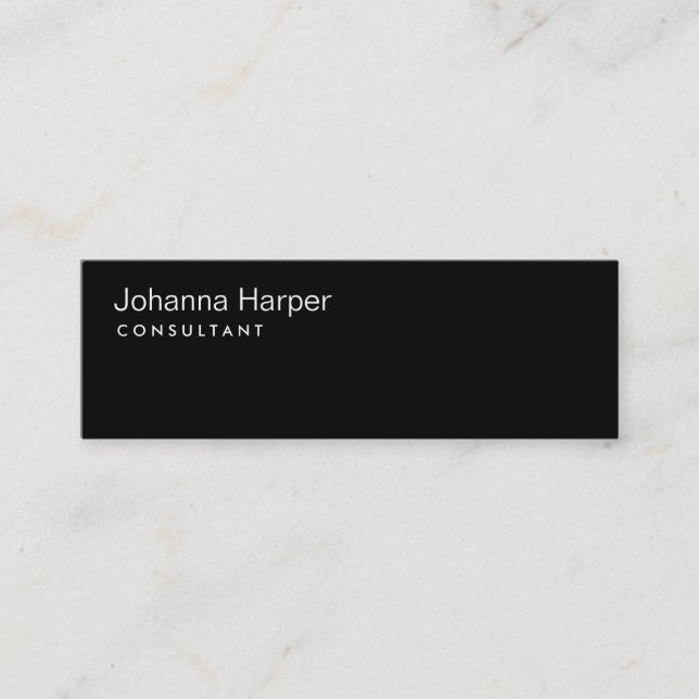 Carte De Visite Mini Simple Noir Moderne Consultant Slim Skinny (Devant)
