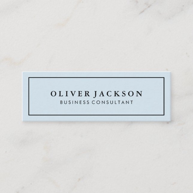 Carte De Visite Mini Simple Professionnel Bleu Bordure Blanche Minimali (Devant)