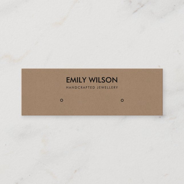 CARTE DE VISITE MINI SIMPLE RUST BROWN KRAFT STUD EARRY LOGO (Devant)