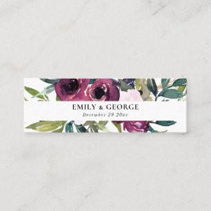 CARTE DE VISITE MINI SITE MARIAGE DE BURGUNDY FLORAL BUNCH BRILLANT