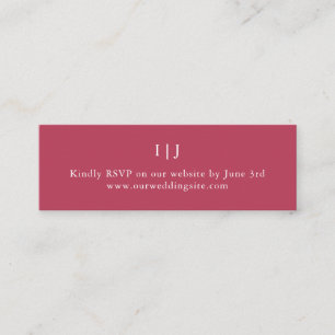 Carte De Visite Mini Site Mariage de Magenta Monogram minimaliste